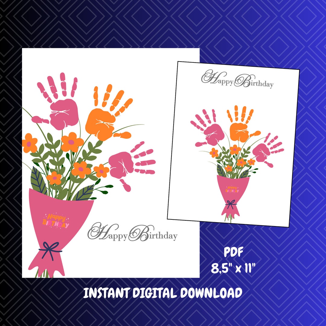 Happy Birthday Handprint Art, Handprint Keepsake, Custom Birthday