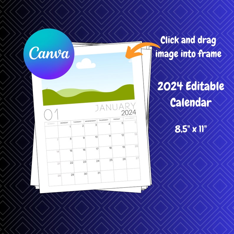 2024 Editable Calendar Canva Template Etsy