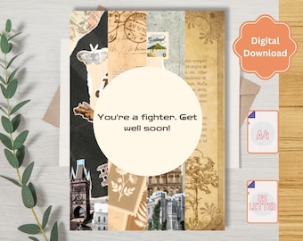 Cancerstödskort – Du är en kämpe – Utskrivbart uppmuntrande kort för henne eller vän PDF A4/US Letter