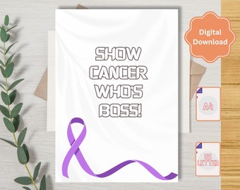 Roligt cancerkort – Visa cancer vem som bestämmer – Utskrivbart uppmuntrande kort för henne i PDF-format A4/US Letter