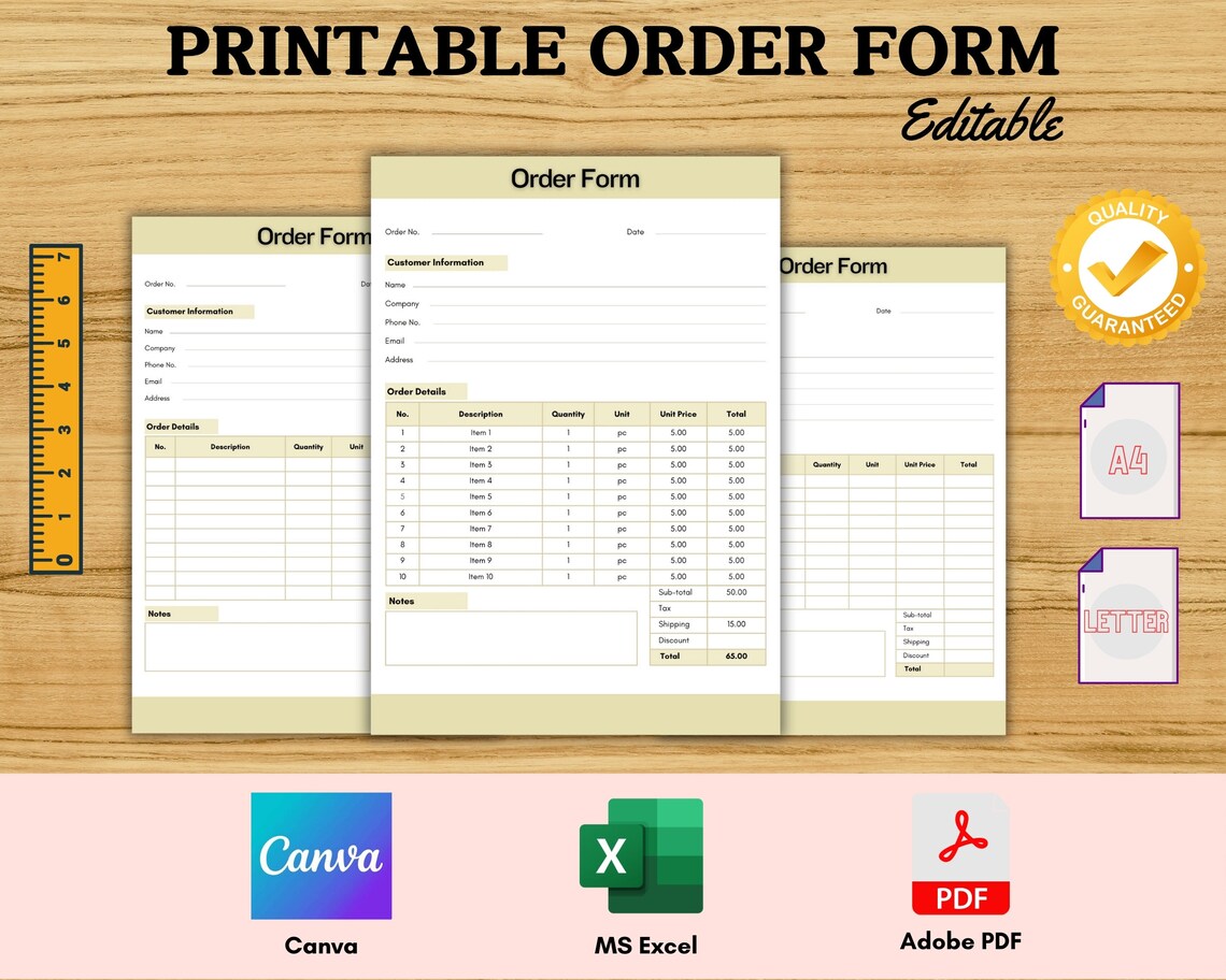 Customizable Order Form Template: Ideal for Business in Any Industry ...