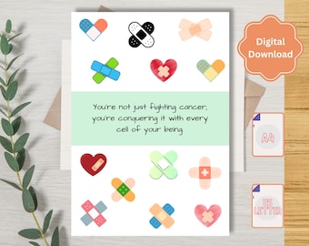 Utskrivbart kort för kampen mot cancer – Krya på dig-meddelande till vän eller henne – Digital nedladdning PDF A4/US Letter