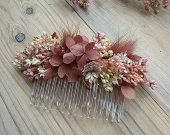 Haarkamm | Trockenblumen | Hochzeit | Haarschmuck | Weddingdetails | Hochzeitsaccesoires | Boho Stil | Altrosa