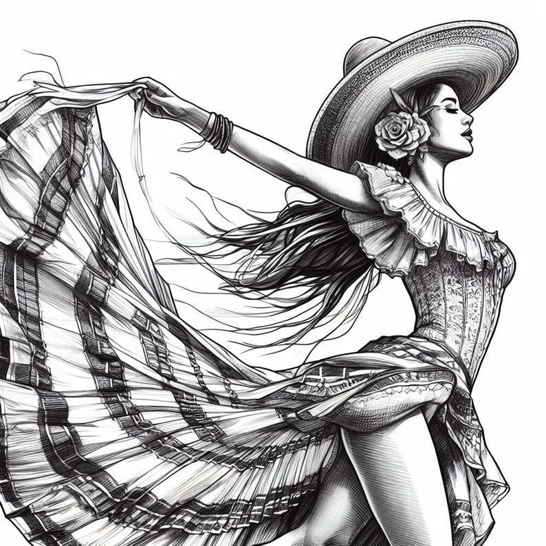 108 Incredible Dancers Coloring Pages Printable Adult Coloring Pages Download Grayscale ...
