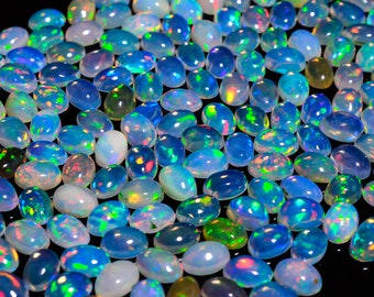 Marvellous 100% Natural White Ethiopian Opal Oval Shape Cabochon Loose Gemstone 416 Pieces Lot For Making Jewelry 5X4X3 mm 113 Ct. RR-678