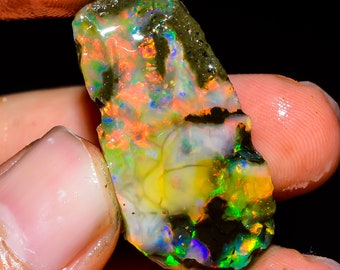 Gorgeous Top Grade Quality 100% Natural Welo Fire Ethiopian Opal Fancy Rough Loose Gemstone For Making Jewelry 26 Ct. 34X16X10 mm OR-1434