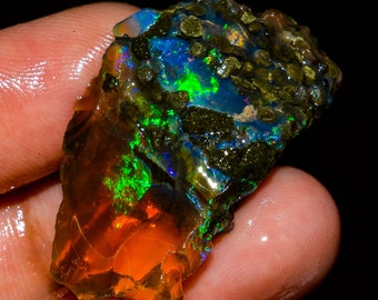 Beautiful Top Grade Quality 100% Natural Welo Fire Ethiopian Opal Fancy Rough Loose Gemstone For Making Jewelry 31 Cts. 32X19X11 mm OR-1378