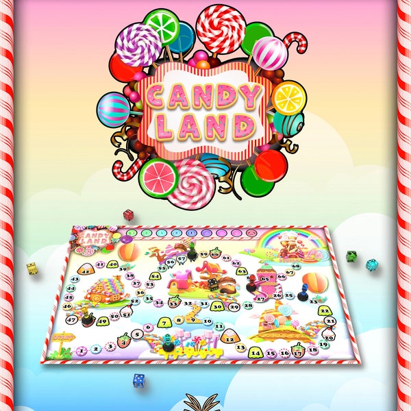 Candy Land Board Game, Sweets Printable Board Game, Cooperative Board Game, Family Party Board Game, Candy board game for kids, Candyland