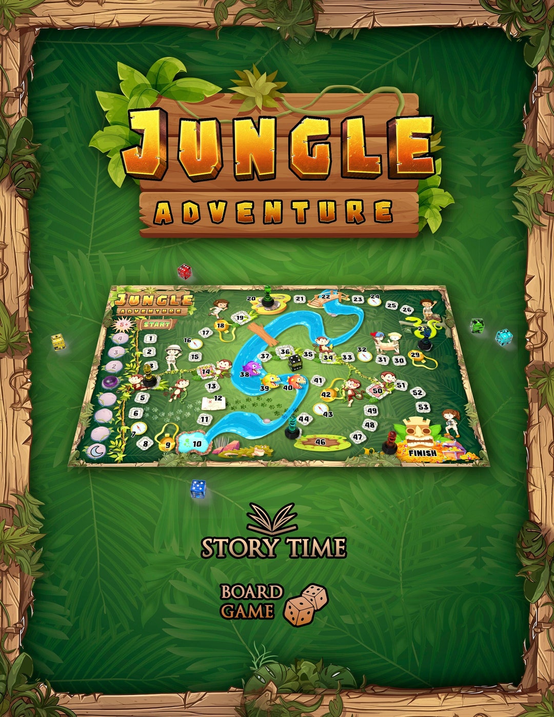 Jungle Board Game Jungle Adventure Printable Board Game Etsy