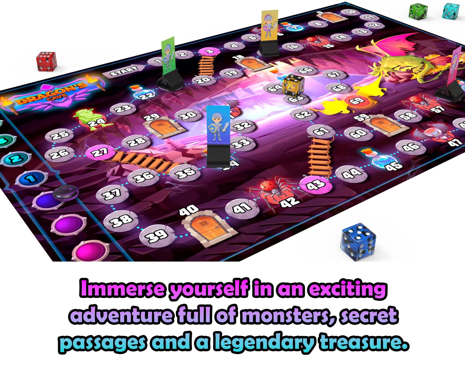 Dragon Board Game, Dragons Printable Board Game, Cooperative Board Game, Family Party Board Game
