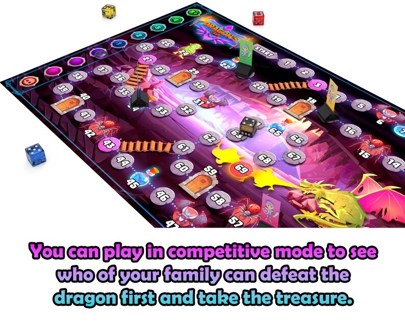 Dragon Board Game, Dragons Printable Board Game, Cooperative Board Game, Family Party Board Game
