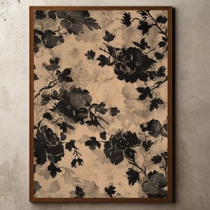 Vintage Floral Pattern, Rustic Minimalist Home Decor, Japanese Botanical Wall Art, Indian Pattern, Neutral Floral Art, William Morris Print
