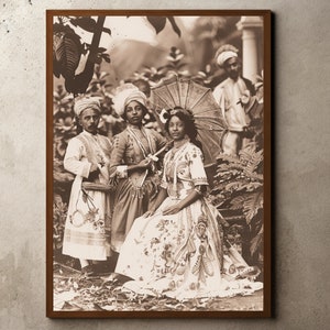 Kolonialfoto, Dschungel-Wand-Kunst, Weinlesepostkarte, britischer Kolonialstil, botanisches tropisches Dekor, britisches Empire Commonwealth
