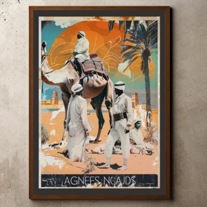 Foto colonial, Africa Safari Wall Art, Postal vintage, Estilo colonial británico, Decoración tropical botánica, Cartel de tropas coloniales, Sahara