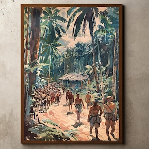 Photo coloniale, art mural jungle, carte postale vintage, style colonial britannique, décoration tropicale botanique, affiche des troupes coloniales, Antilles