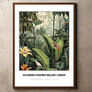 Impresión de Henri Rousseau, cartel de Rousseau, decoración tropical, impresión botánica, impresión de la selva, cartel de exposición, bosque de animales, arte de pared vintage