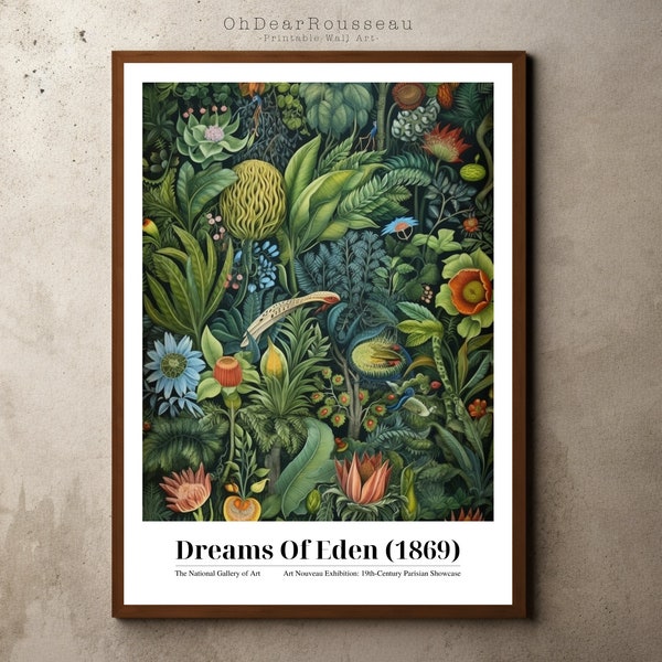 Henri Rousseau Print, Rousseau Poster, Tropical Decor, Botanical Print, Jungle Print, Exhibition Poster, Animals Forest, Vintage Wall Art