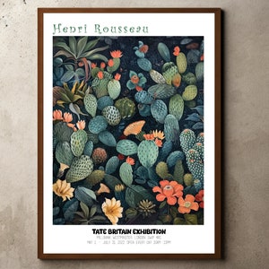 Henri Rousseau Print, Rousseau Poster, Tropical Decor, Botanical Print, Jungle Print, Ausstellungsplakat, Kaktus Kakteen Kunst, Vintage Wandkunst