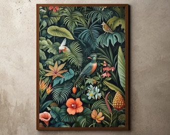 Henri Rousseau Print, Rousseau Poster, Tropical Decor, Botanical Print, Jungle Print, Exhibition Poster, Tropical Jungle, Vintage Wall Art