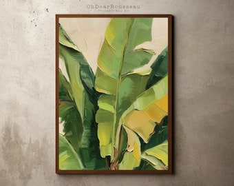 Vintage Banana Leaf Print, Botanical Art, Tropical Jungle Palm Tree, Sunset Poster, Banana Tree Poster, Tropical Wall Art, Henri Rousseau