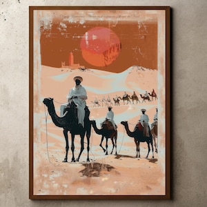Afrika Safari Wandkunst, Vintage Postkarte, Britischer Kolonialstil, Botanisches Dekor, Kolonialtruppen Poster, Sahara
