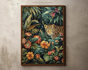 Henri Rousseau Print, Rousseau Poster, Tropical Decor, Botanical Print, Jungle Print, Exhibition Poster, Tropical Jungle, Vintage Wall Art