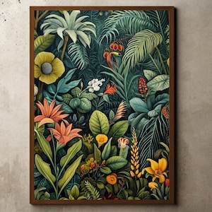 Stampa Henri Rousseau, Poster Rousseau, Arredamento tropicale, Stampa botanica, Stampa giungla, Poster della mostra, Giungla tropicale, Arte della parete vintage