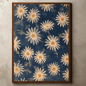 Vintage Floral Drawing, Floral Art Pattern, Vintage Rustic Textile Pattern Wall Art, Antique Tapestry Wall Art, William Morris Print Poster