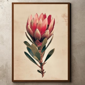 Wildblumen Wandkunst, Vintage Blumen Zeichnung, Botanische Drucke, Bauernhaus Botanische Druck, Vintage rote Blumen Malerei, Blumenwandkunst