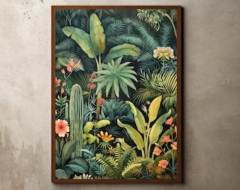 Henri Rousseau Print, Rousseau Poster, Tropical Decor, Botanical Print, Jungle Print, Exhibition Poster, Tropical Jungle, Vintage Wall Art