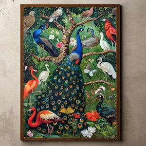 Henri Rousseau Druck, Rousseau Poster, tropisches Dekor, botanischer Druck, Dschungeldruck, Waldtiere, tropischer Dschungel, Vintage Wandkunst