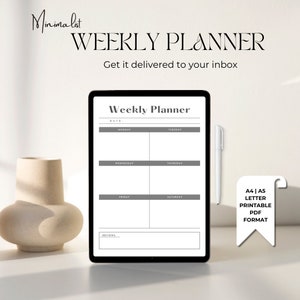 Weekly Planner Digital Download - Daily To Do List, Weekly Planner Printable, Undated Daily Planner, Minimalist To Do List, Desk Planner