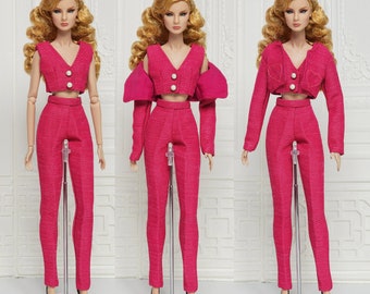 Pink Jacket + Tank Top + Pant Fit for Fashion Royalty Doll, FR2, Nuface, 12 inch, D068P