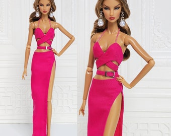 Pink Camisole Drees Pencil Skirt Gown Fit for Fashion Royalty Doll, FR2, Nuface, 12 inch, D047P