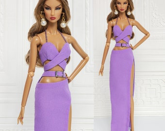 Pastel Purple Lavender Camisole Dress Pencil Skirt Fit for Fashion Royalty Doll, FR2, Nuface, 12 inch, D047H