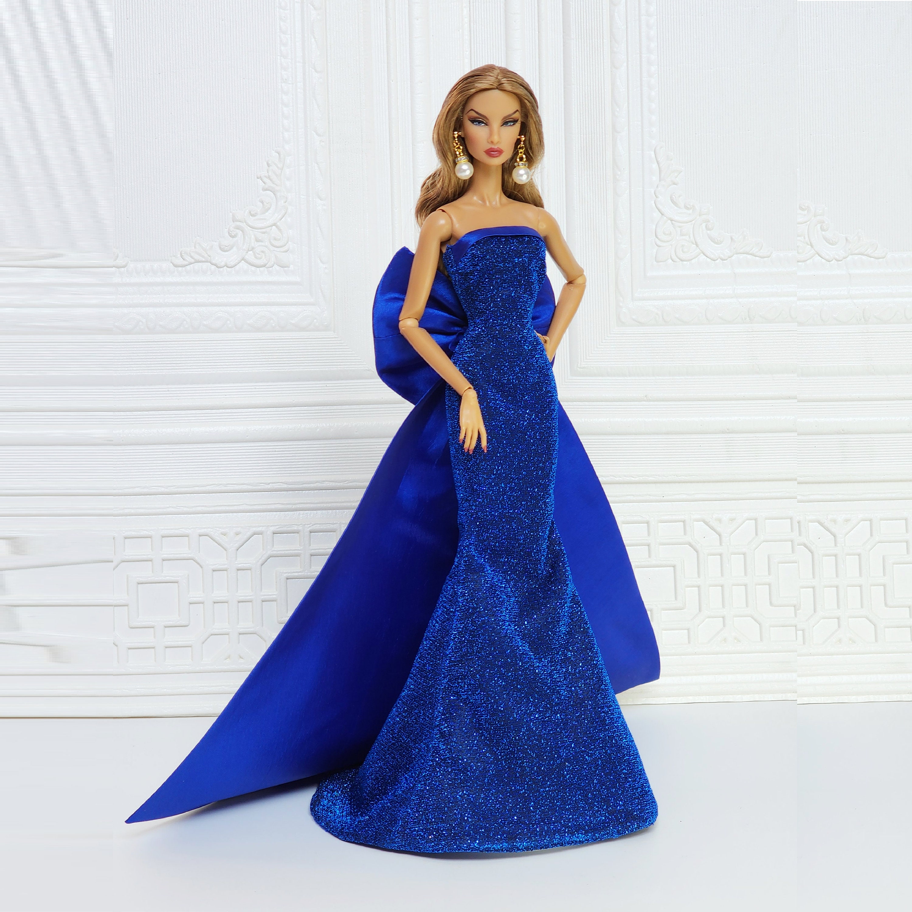 Barbie Doll Dress Blue Etsy