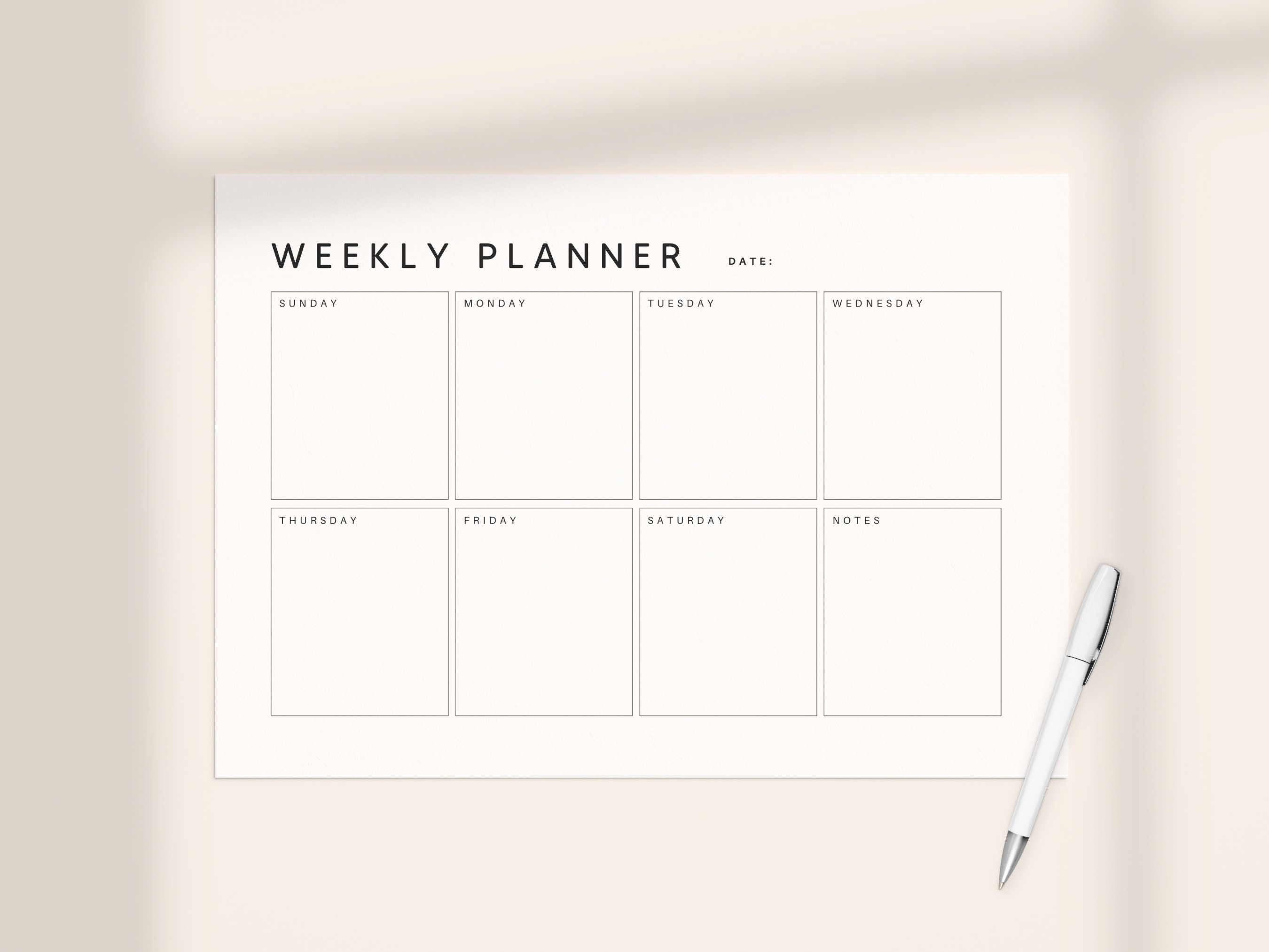 Printable PDF Landscape Weekly Planner Weekly Routine Template Undated ...