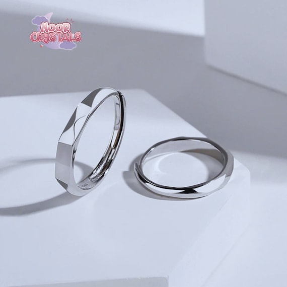 MUSEE ART ■ Heart Pattern Etching Couple ring リング Engraved Real EKG Heart Beat Monitor Ring, Baby Heart Beat