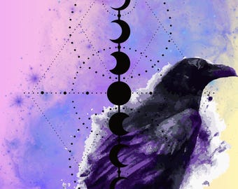 Celestial Crow Handmade Notebook – Witchy Journal, 80 Sheets