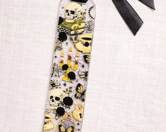 Gothic Skull Bookmark for Dark Academia Readers – Spooky Book Lover Gift, Black Aesthetic Literary Accessory