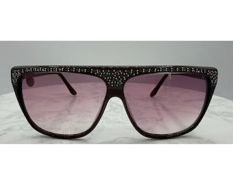Occhiali da sole Oleg Cassini 919 Oversized Shield con strass, marrone e viola, taglia 64-12/140
