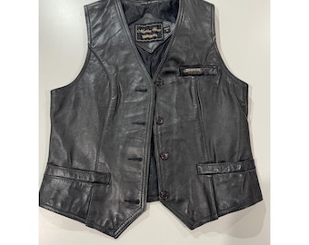 Gilet da motociclista da donna Maxim Wear Yamaha in pelle nera, taglia S.