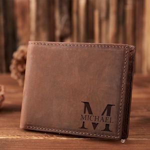 Personalized Wallet Engraved Mens Wallet Leather Wallet Custom Wallet Boyfriend Gift Father Day Gift For Him Mens Gift Anniversary Gift