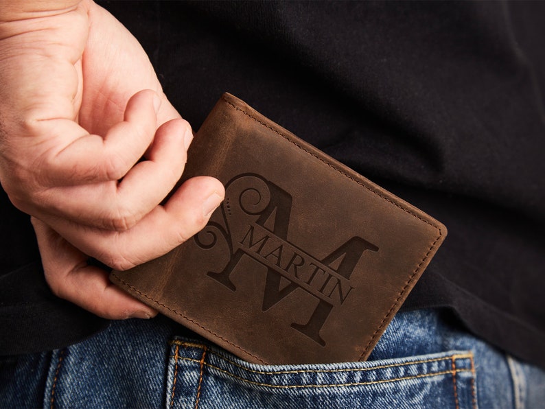 Personalized Wallet Engraved Mens Wallet Leather Wallet Boyfriend Gift Father Day Gift For Him Mens Gift Anniversary Gifts Valentine's Gift zdjęcie 7