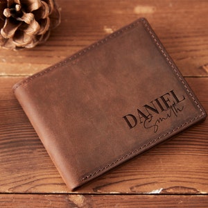 Personalized Wallet Engraved Mens Wallet Leather Wallet Custom Wallet Boyfriend Gift Father Day Gift For Him Mens Gift Anniversary Gift zdjęcie 6