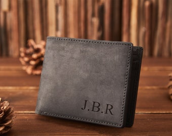 Custom Engraved Wallet Leather Wallet Personalized Mens Wallet Gift for Boyfriend, Son, Man, Him, Husband, Dad Anniversary Gift