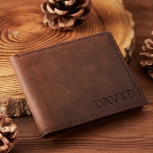 Personalized Wallet Engraved Mens Wallet Leather Wallet Custom Wallet Boyfriend Gift Father Day Gift For Him Mens Gift Anniversary Gift zdjęcie 2