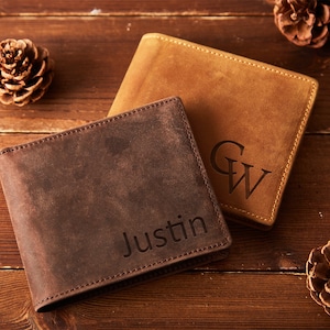 Custom Engraved Wallet Leather Wallet Personalized Mens Wallet Christmas Gift for Boyfriend, Son, Man, Him, Husband, Dad Valentines Day Gift image 6