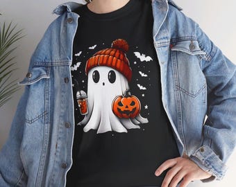 Camisa de fantasma de Halloween, linda camisa de fantasma, camisa de fantasma Boo, camisa de Halloween para mujer, linda camisa de otoño, camisa de temporada espeluznante, regalo para Halloween