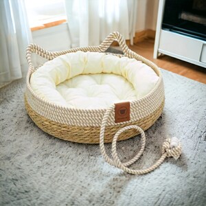 Cat Bed - Cats and Dogs Summer Cat Bed - Four Seasons General Pet Rattan Mat with Cooling Ice Nest